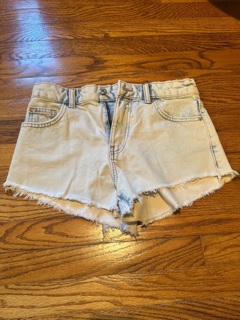 Zara bleached Frayed High Rise Dad Short